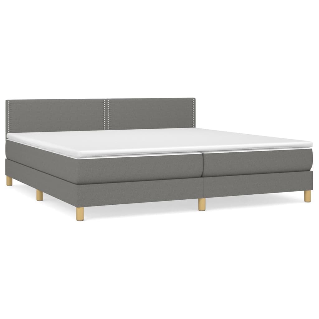vidaXL Cama com molas/colchão 200x200 cm tecido cinzento-escuro