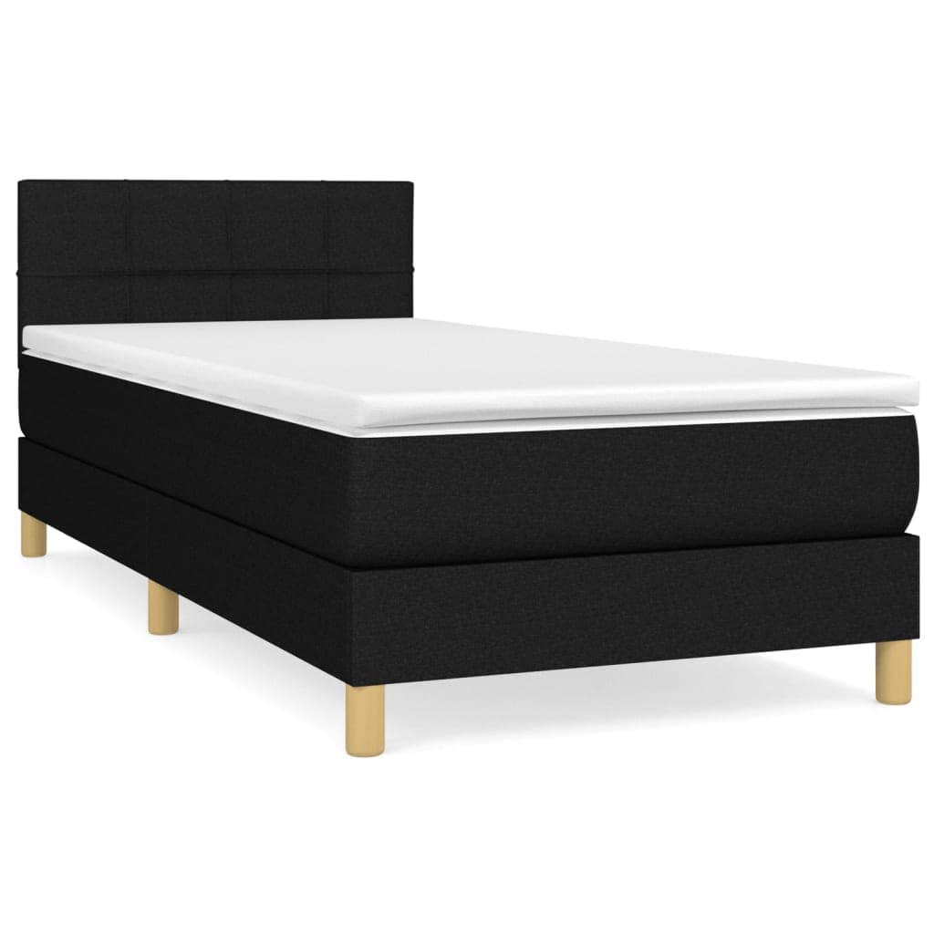 vidaXL Cama com molas/colchão 80x200 cm tecido preto