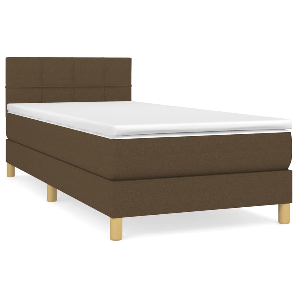 vidaXL Cama com molas/colchão 90x200 cm tecido castanho-escuro