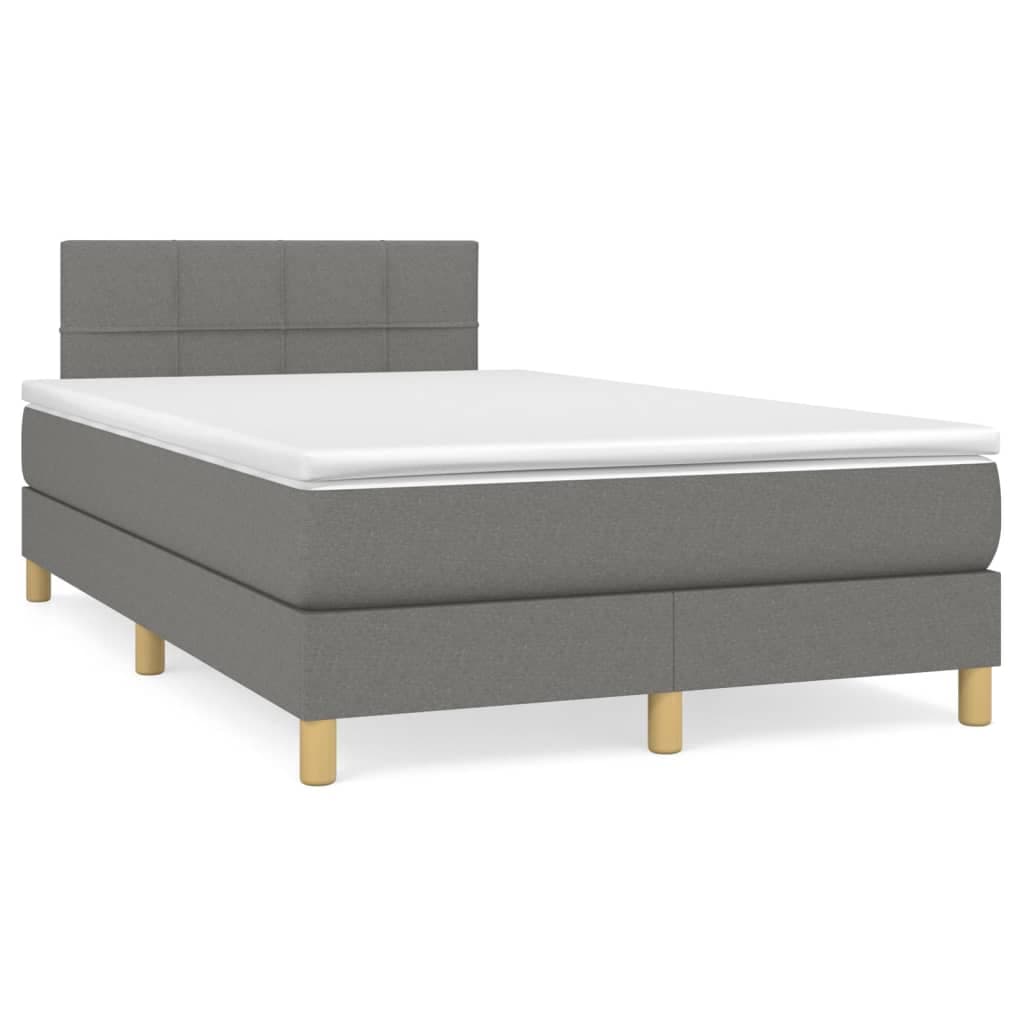 vidaXL Cama com Molas/colchão 120x200 cm Tecido Cinzento-escuro - 2268659297