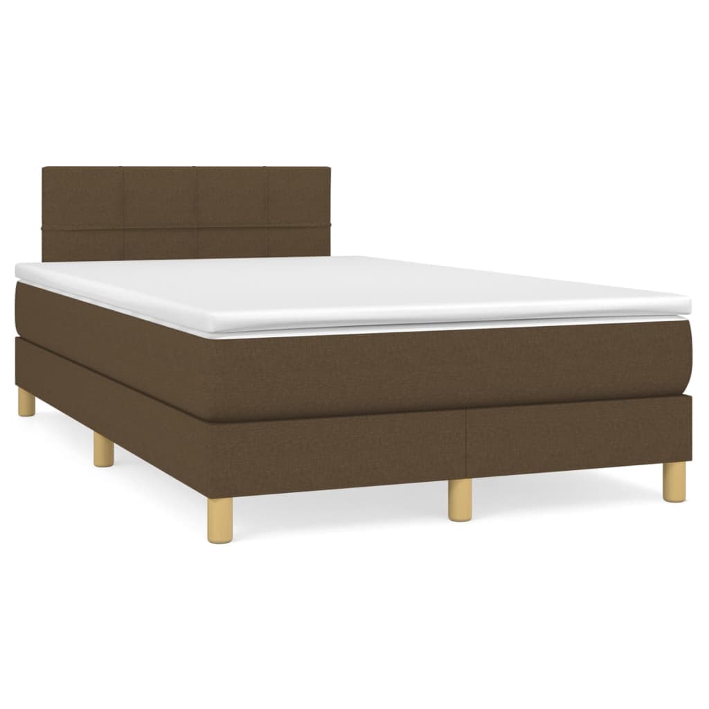 vidaXL Cama com molas/colchão 120x200 cm tecido castanho-escuro