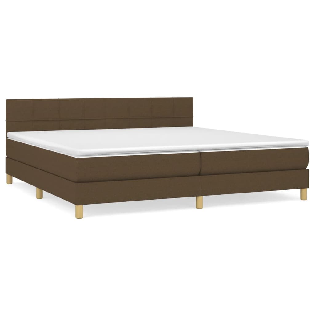 vidaXL Cama com molas/colchão 200x200 cm tecido castanho-escuro