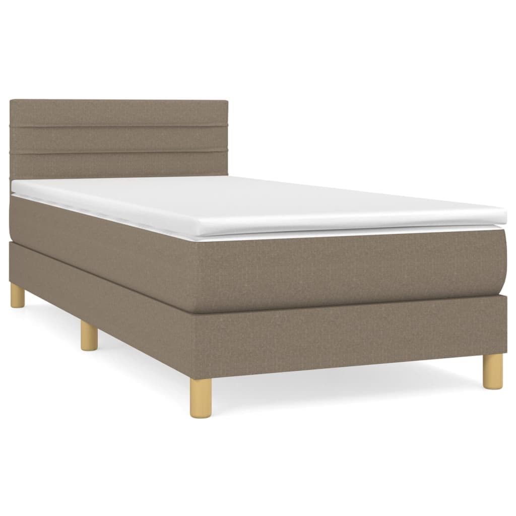 vidaXL Cama com Molas/colchão 90x190 cm Tecido Castanho-acinzentado - 1214974045