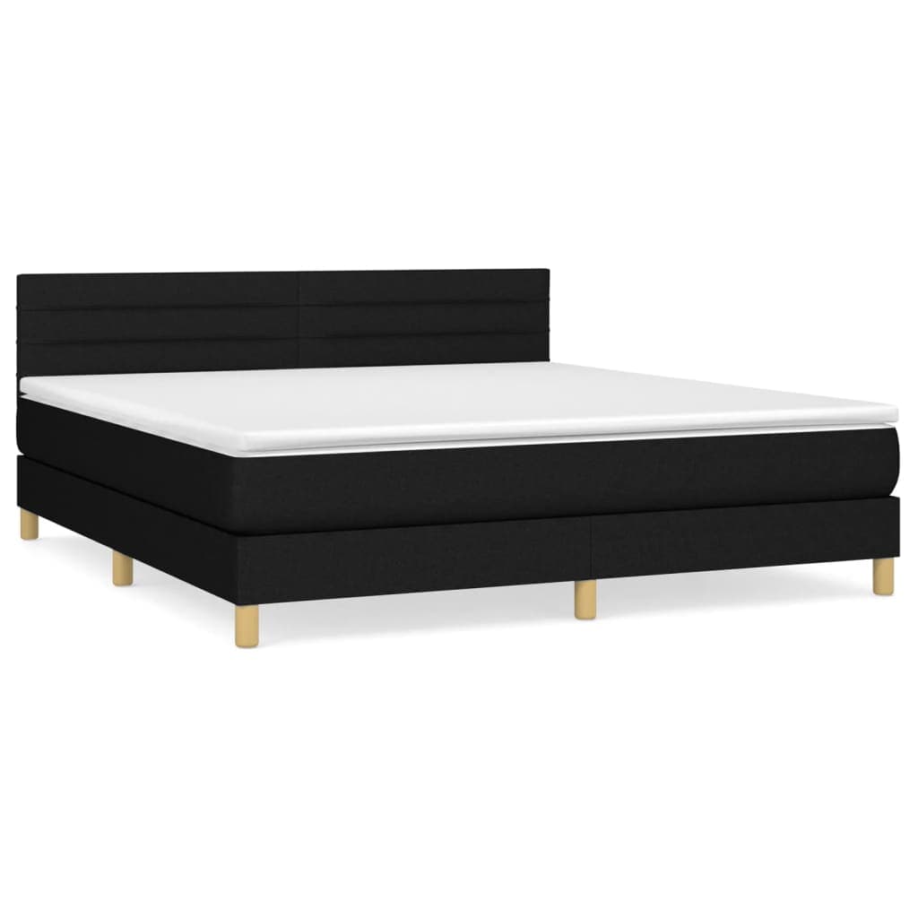 vidaXL Cama com molas/colchão 160x200 cm tecido preto