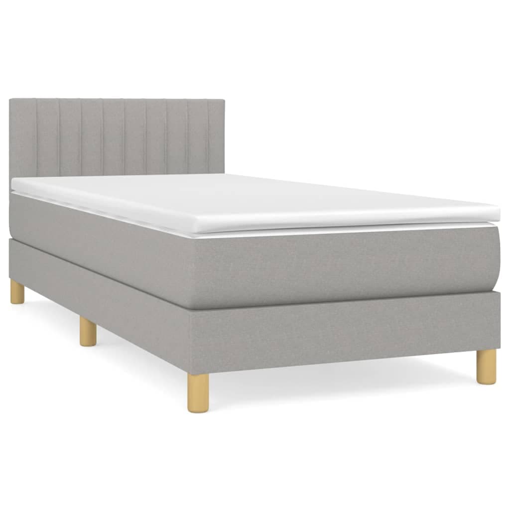 vidaXL Cama com Molas/colchão 100x200 cm Tecido Cinzento-claro - 2357874821