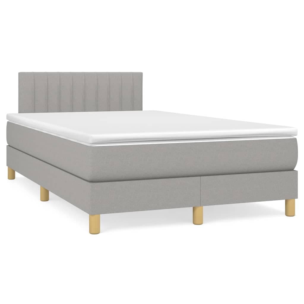 vidaXL Cama com Molas/colchão 120x200 cm Tecido Cinza-claro - 1235837546