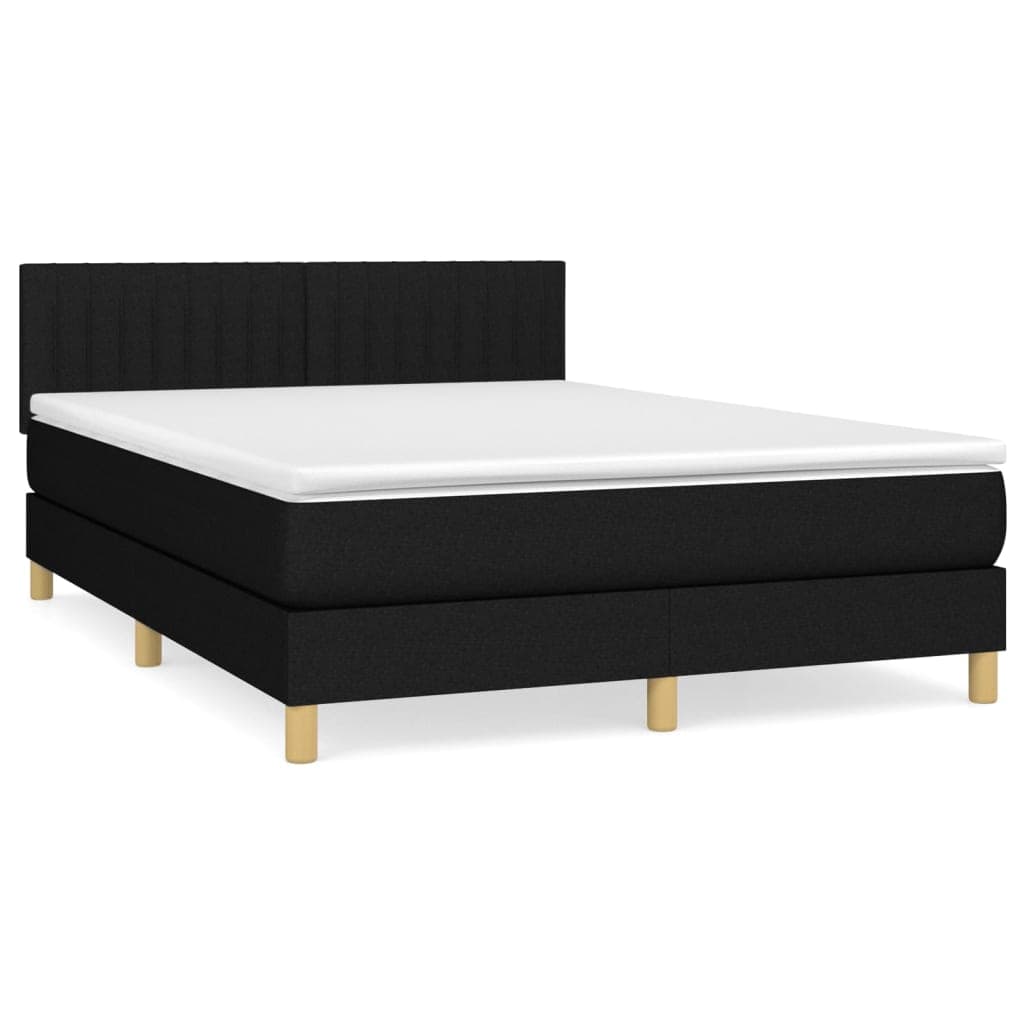 vidaXL Cama com Molas/colchão 140x200 cm Tecido Preto - 1583995673