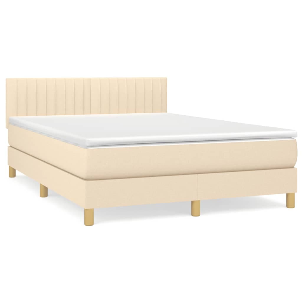 vidaXL Cama com molas/colchão 140x200 cm tecido cor creme
