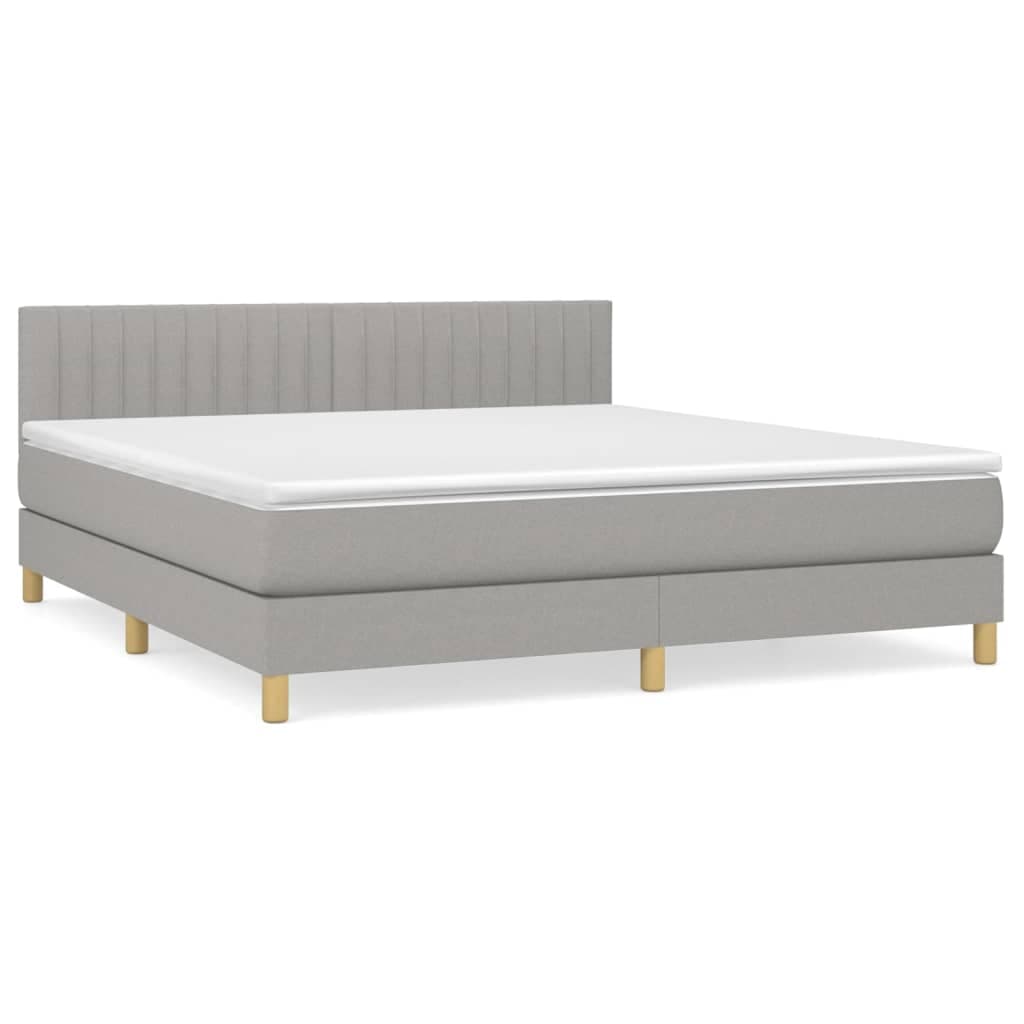 vidaXL Cama com molas/colchão 160x200 cm tecido cinzento-claro