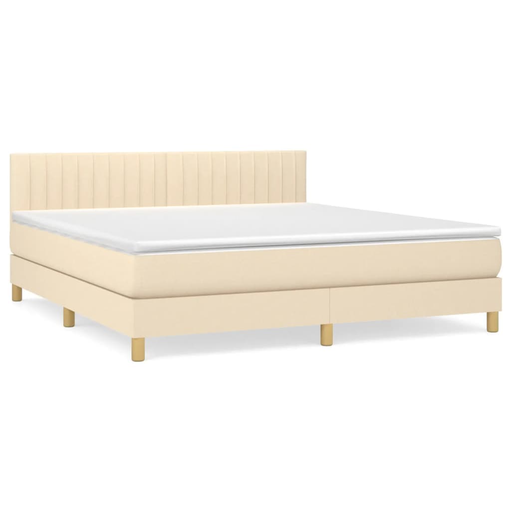 vidaXL Cama com molas/colchão 160x200 cm tecido cor creme