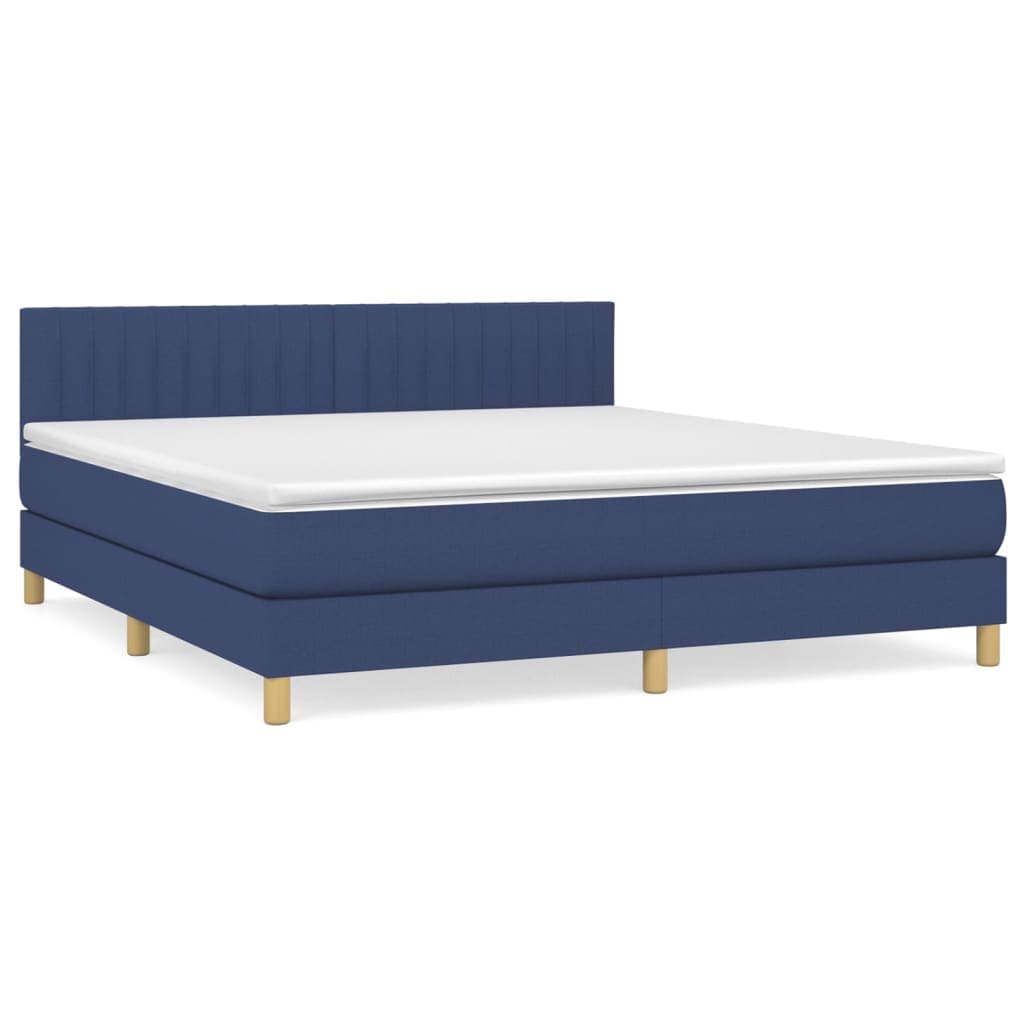 vidaXL Cama com molas/colchão 160x200 cm tecido azul