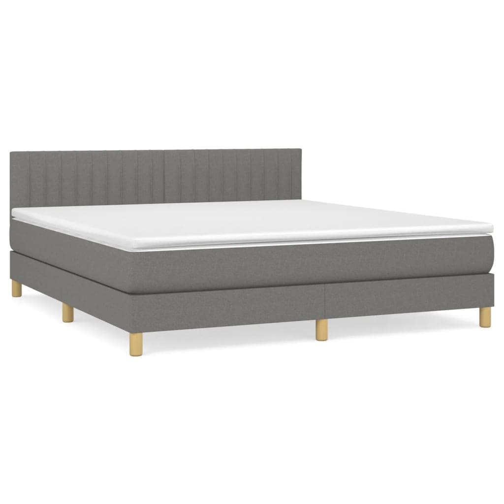 vidaXL Cama com Molas/colchão 180x200 cm Tecido Cinzento-escuro - 3193670186