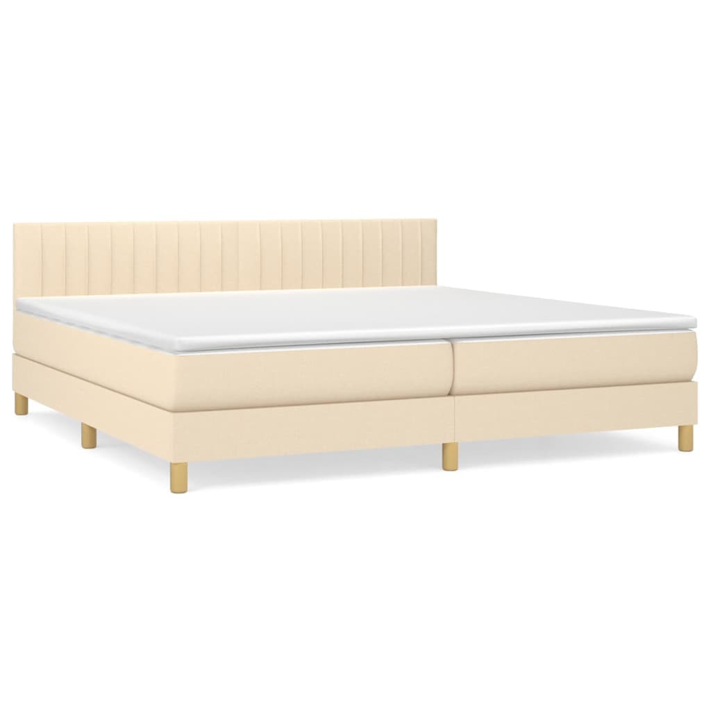 vidaXL Cama com molas/colchão 200x200 cm tecido cor creme