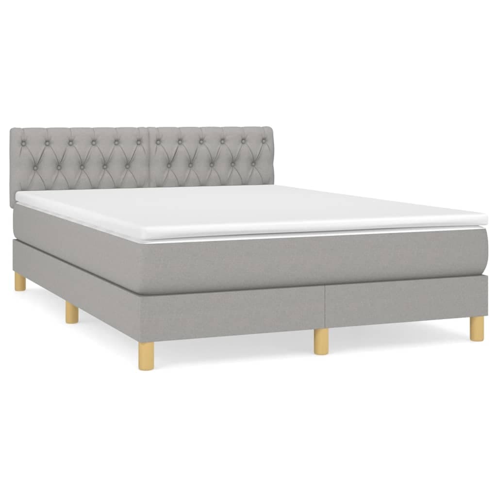 vidaXL Cama com Molas/colchão 140x200 cm Tecido Cinzento-claro - 2159793057