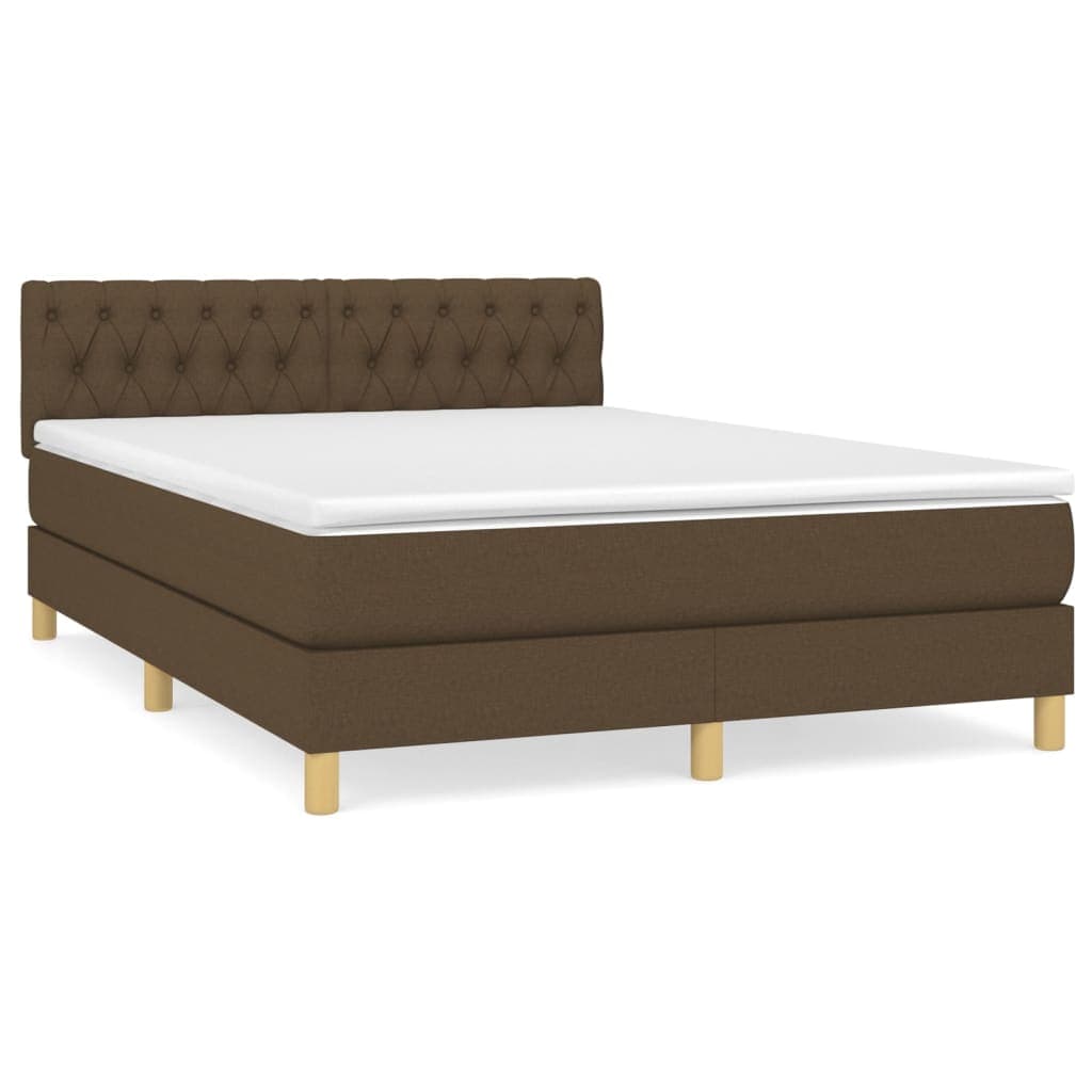 vidaXL Cama com molas/colchão 140x200 cm tecido castanho-escuro