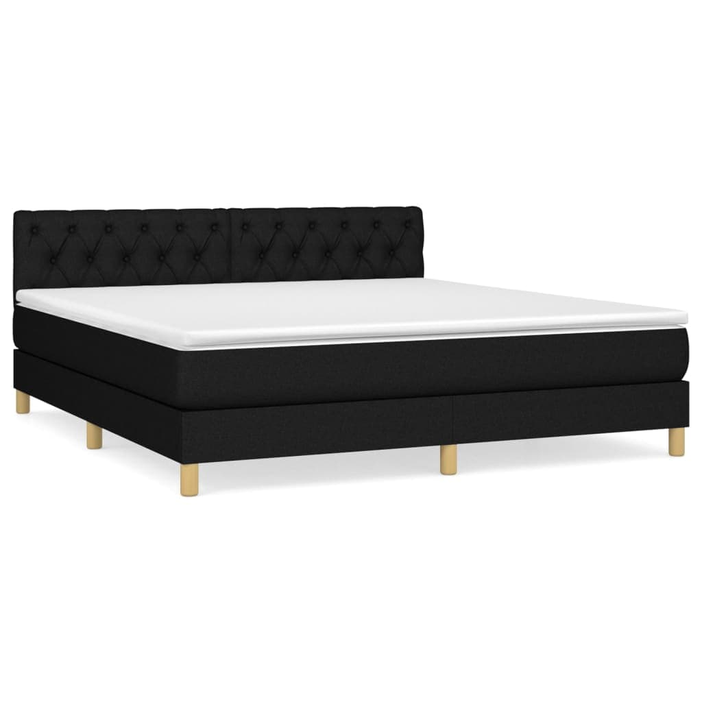 vidaXL Cama com Molas/colchão 160x200 cm Tecido Preto - 2878767202