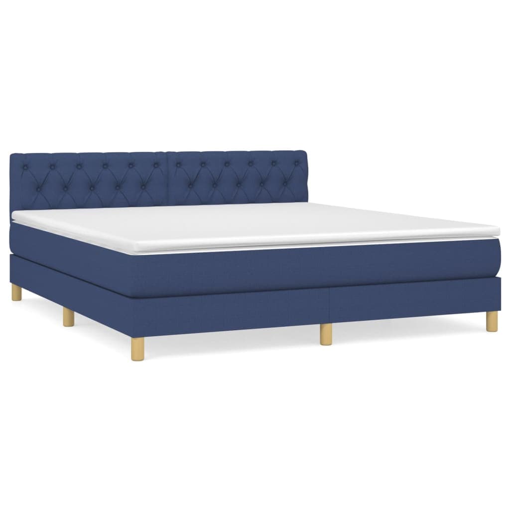 vidaXL Cama com molas/colchão 160x200 cm tecido azul