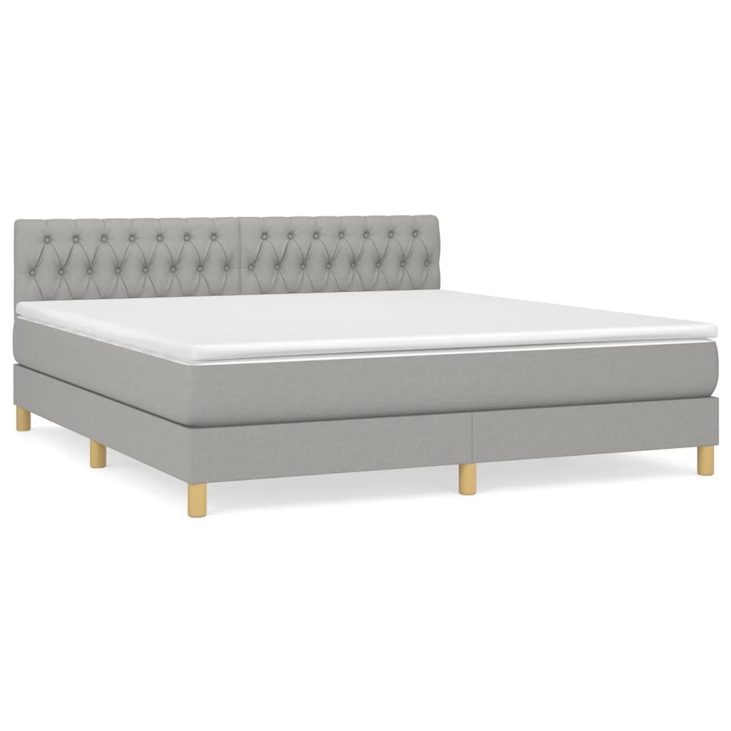 vidaXL Cama com molas/colchão 180x200 cm tecido cinzento-claro
