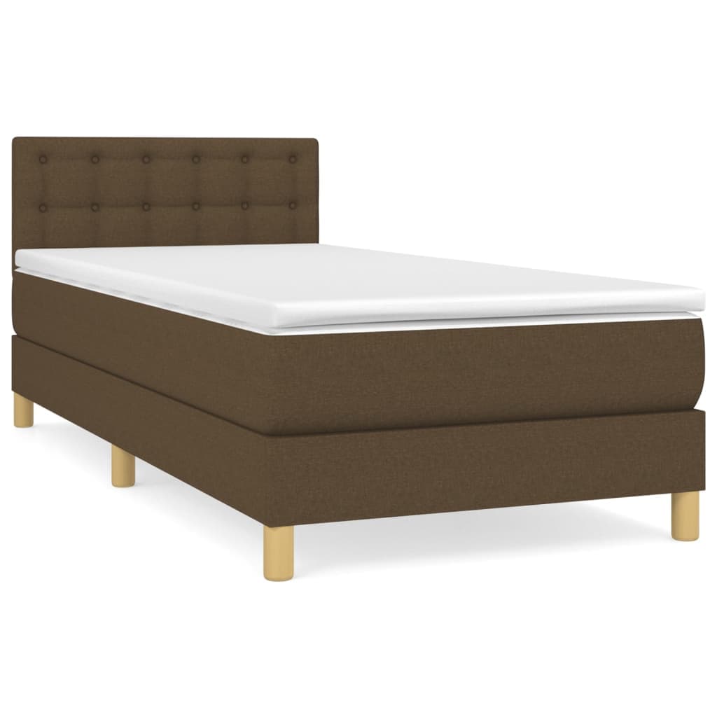 vidaXL Cama com molas/colchão 90x200 cm tecido castanho-escuro