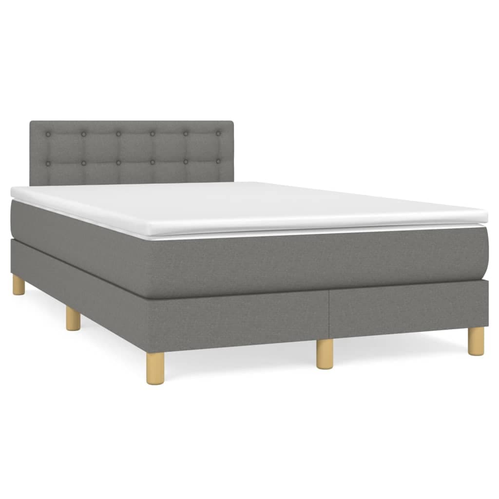 vidaXL Cama com molas/colchão 120x200 cm tecido cinzento-escuro