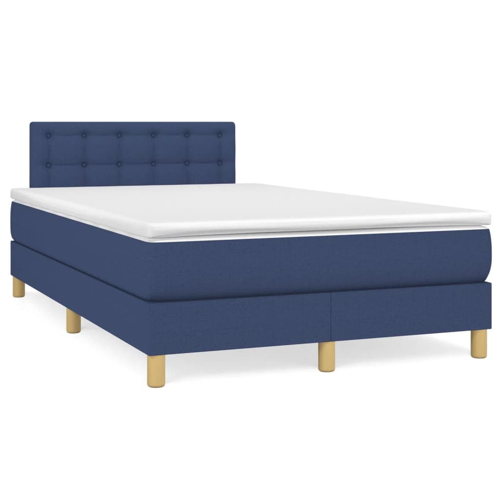 vidaXL Cama com Molas/colchão 120x200 cm Tecido Azul - 3459788625