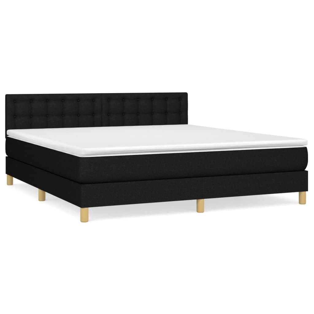 vidaXL Cama com Molas/colchão 180x200 cm Tecido Preto - 1870125242
