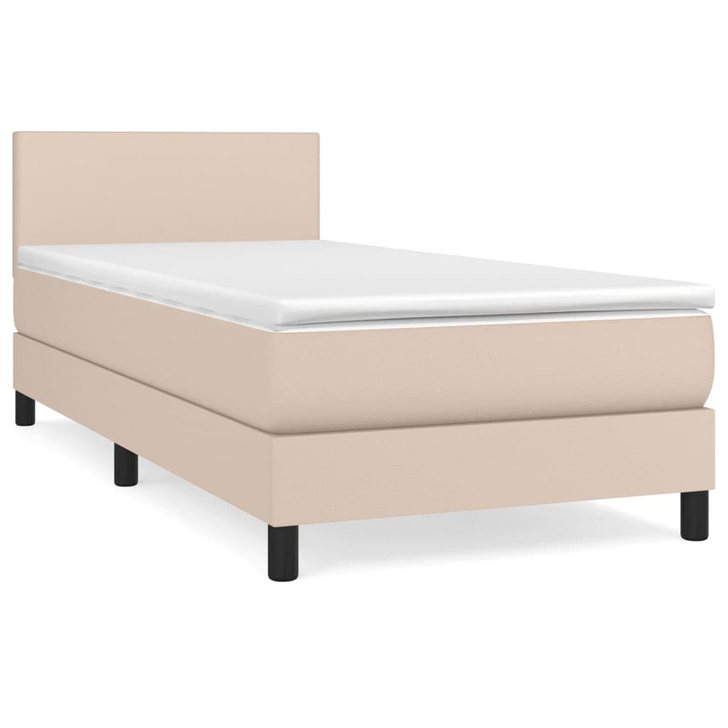 vidaXL Cama com Molas/colchão 80x200 cm Couro Artificial Cappuccino - 709266094