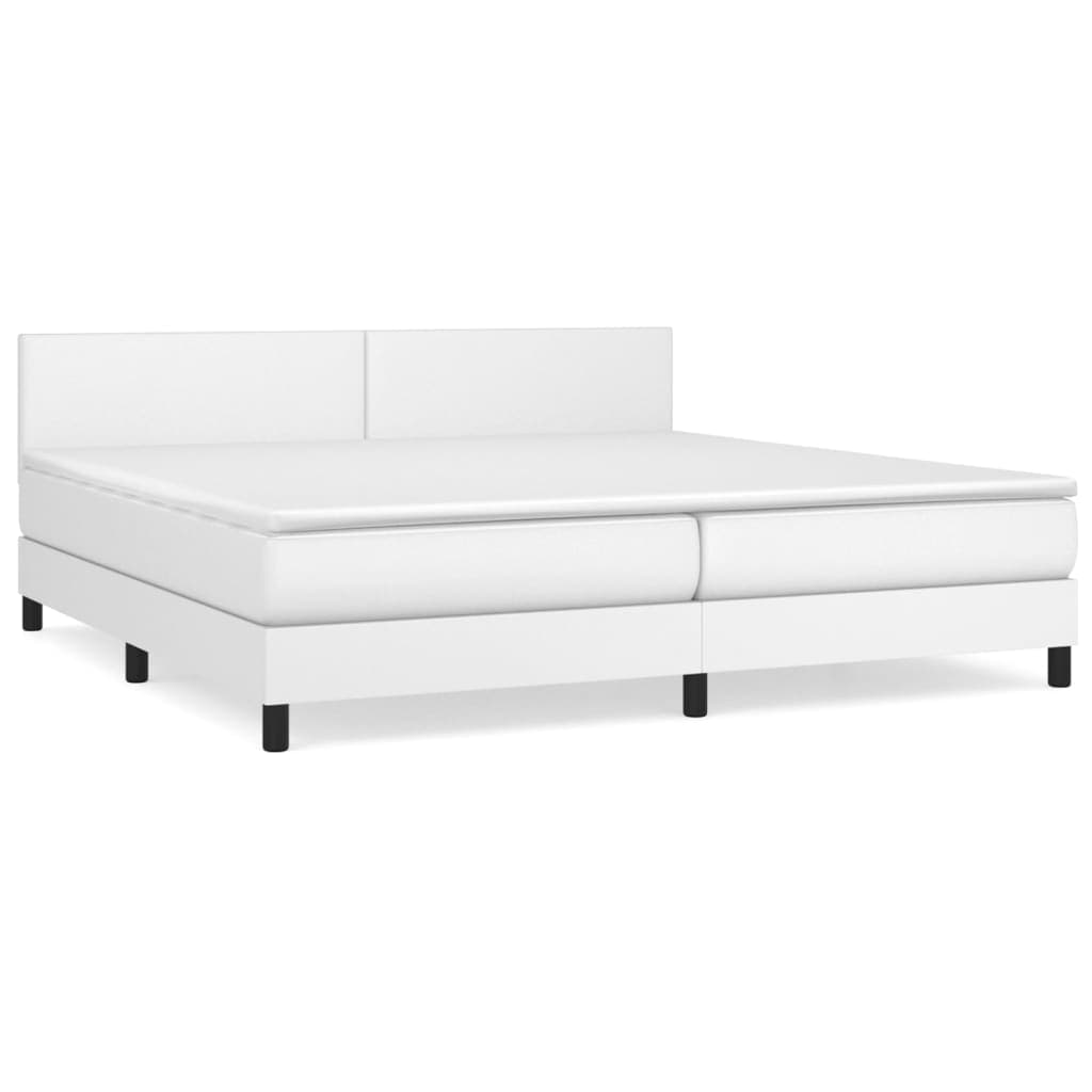 vidaXL Cama com molas/colchão 200x200 cm couro artificial branco