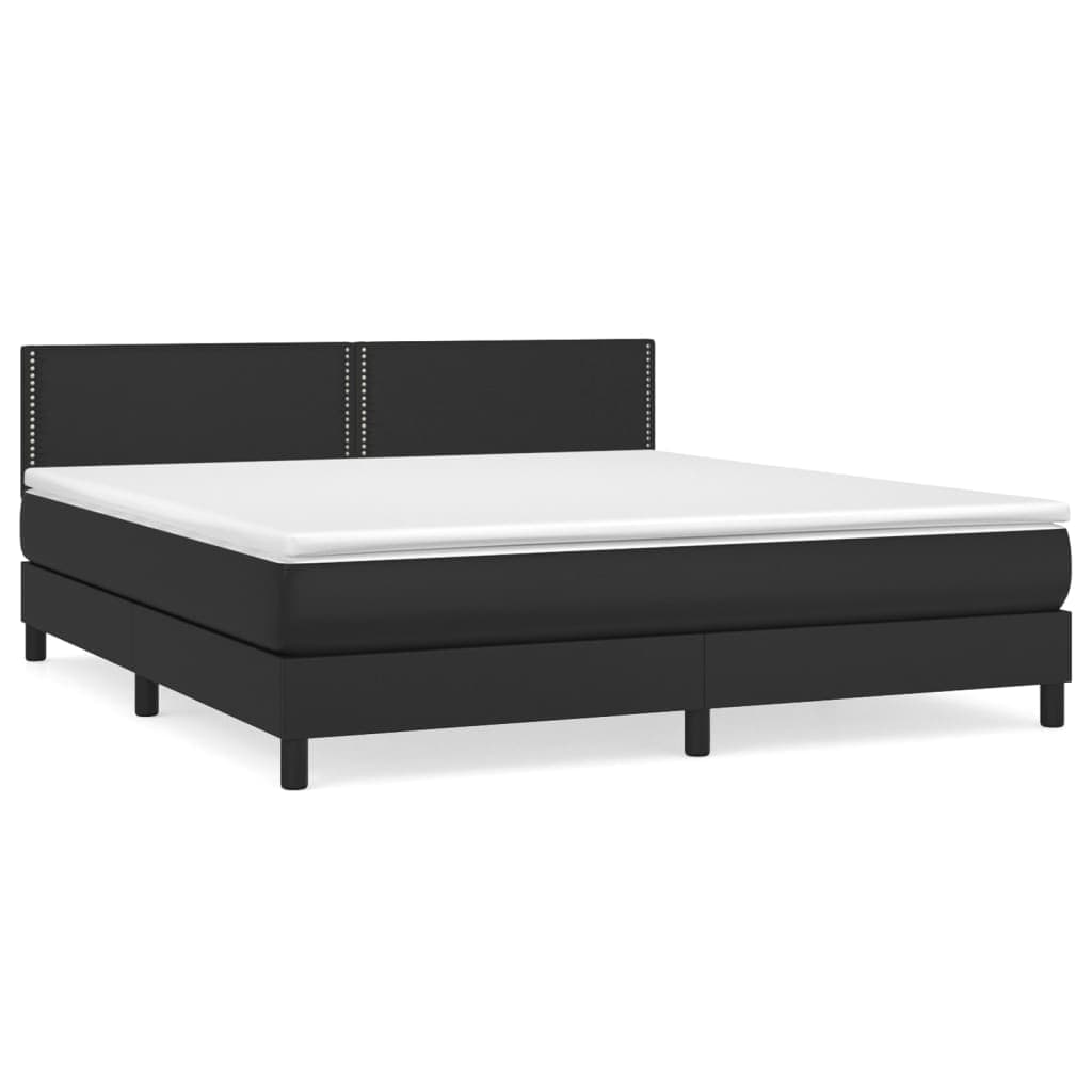 vidaXL Cama com Molas/colchão 180x200 cm Couro Artificial Preto - 69371902