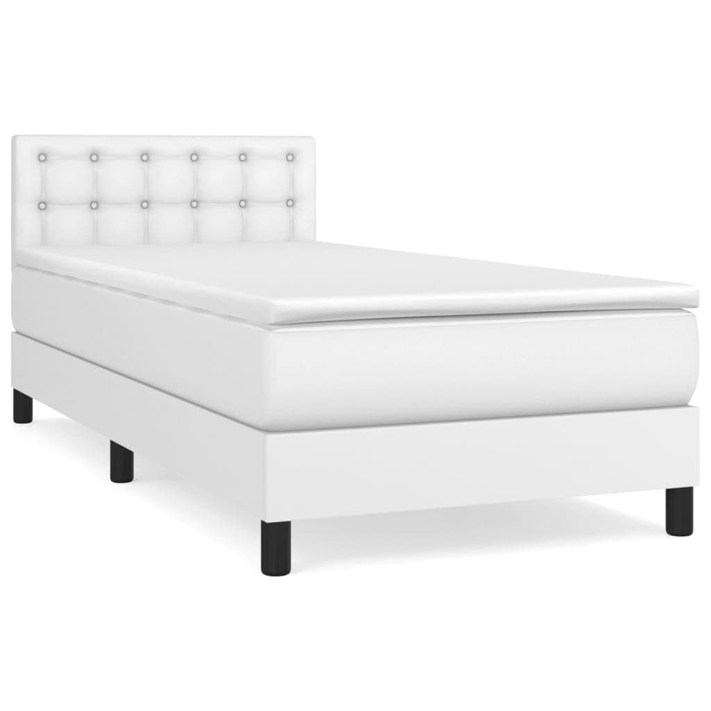 vidaXL Cama com Molas/colchão 90x200 cm Couro Artificial Branco - 986419073