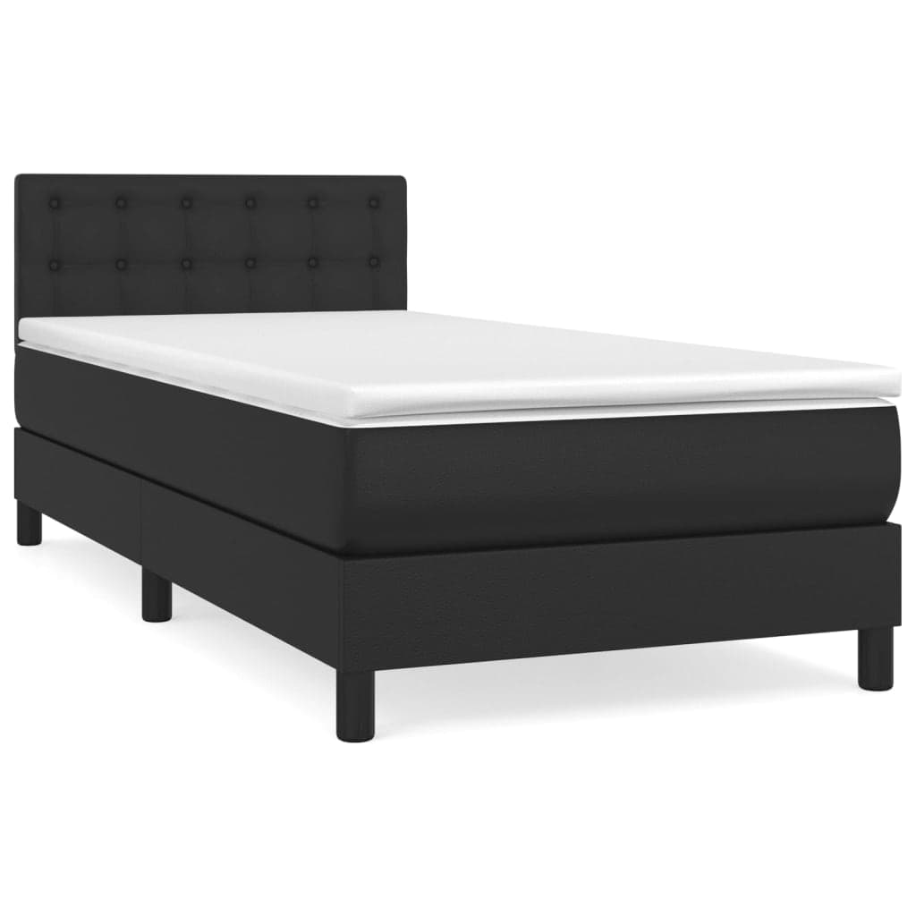 vidaXL Cama com Molas/colchão 100x200 cm Couro Artificial Preto - 1252096782