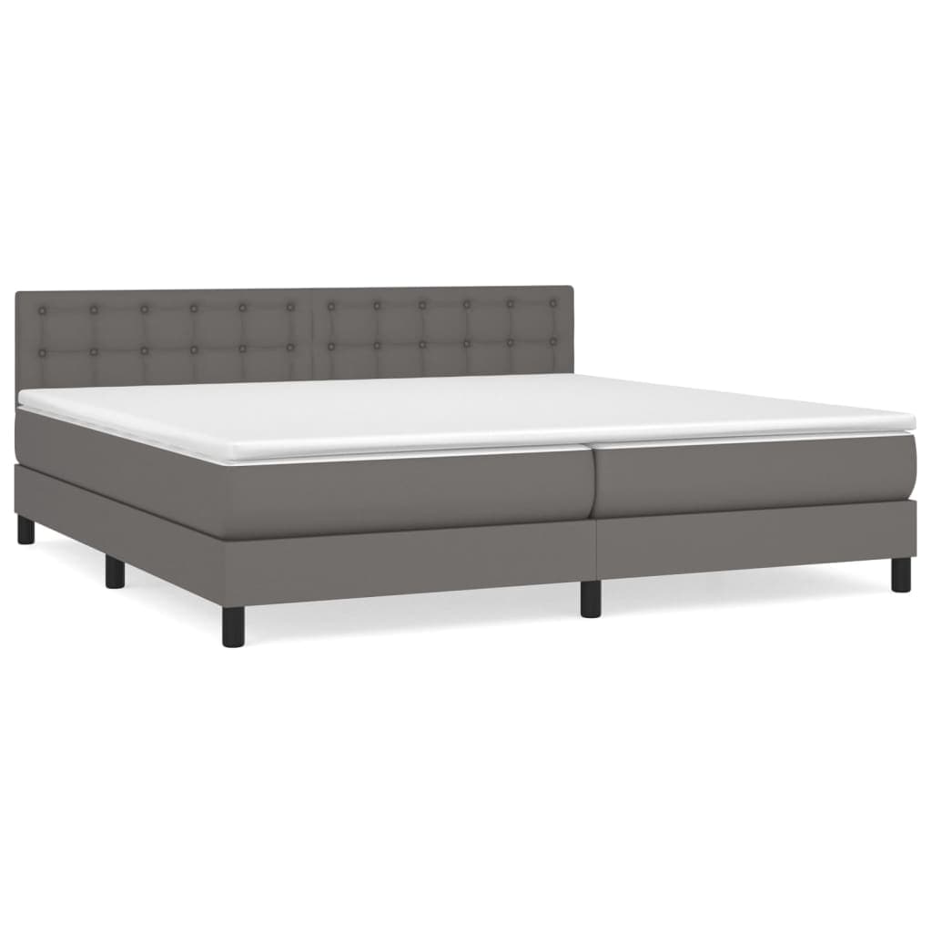 Cama com Molas/colchão 200x200 cm Couro Artificial Cinzento - 3141147