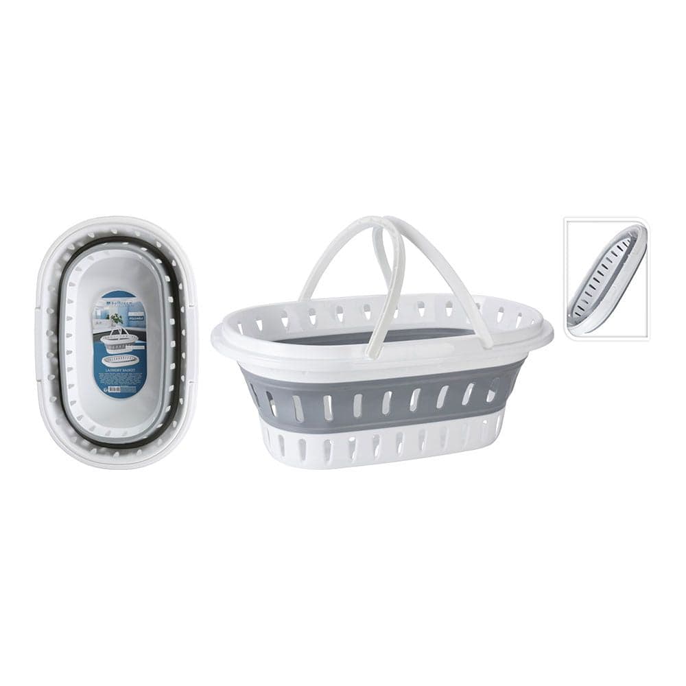 Bathroom Solutions Cesto Dobrável Lavandaria 60x40x27cm Branco/Preto