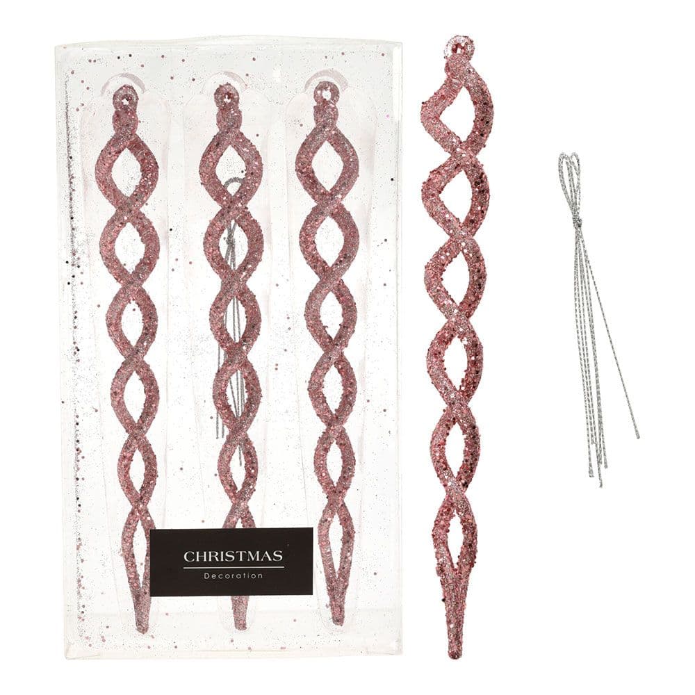 KIT 3 UNID. ENFEITE ESPIRAIS BRILHANTES ROSA