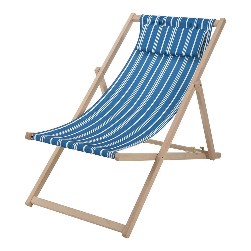 BigBuy Cadeira Dobrável Tecido Madeira com Apoio Cabeça Preta 97x56x85cm