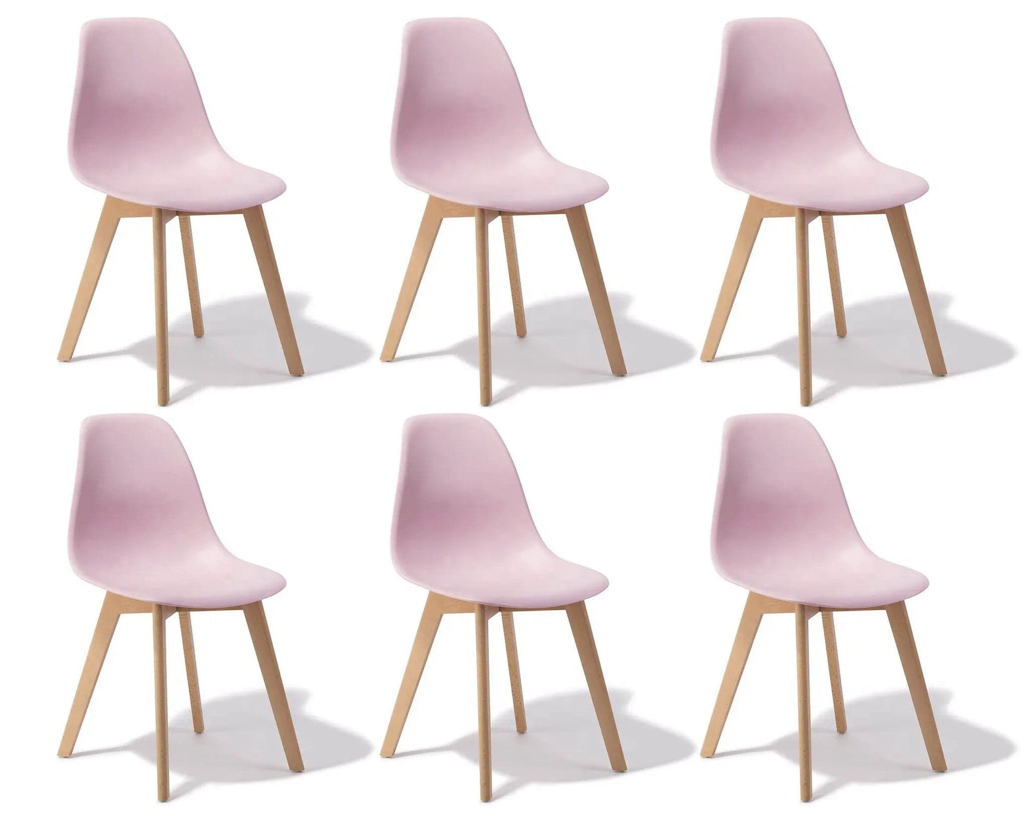Cadeiras de sala de jantar KITO conjunto de 6 rosa