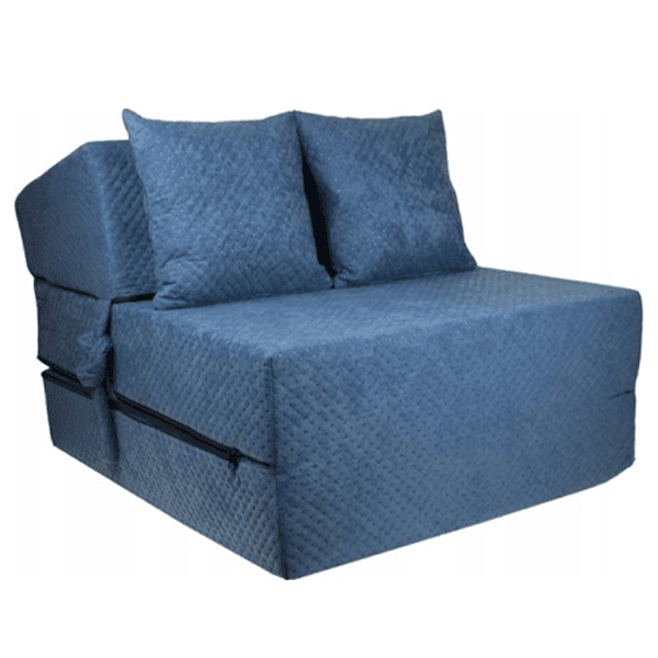 Colchão campismo dobrável 200x70x15 cm azul marinho com almofadas