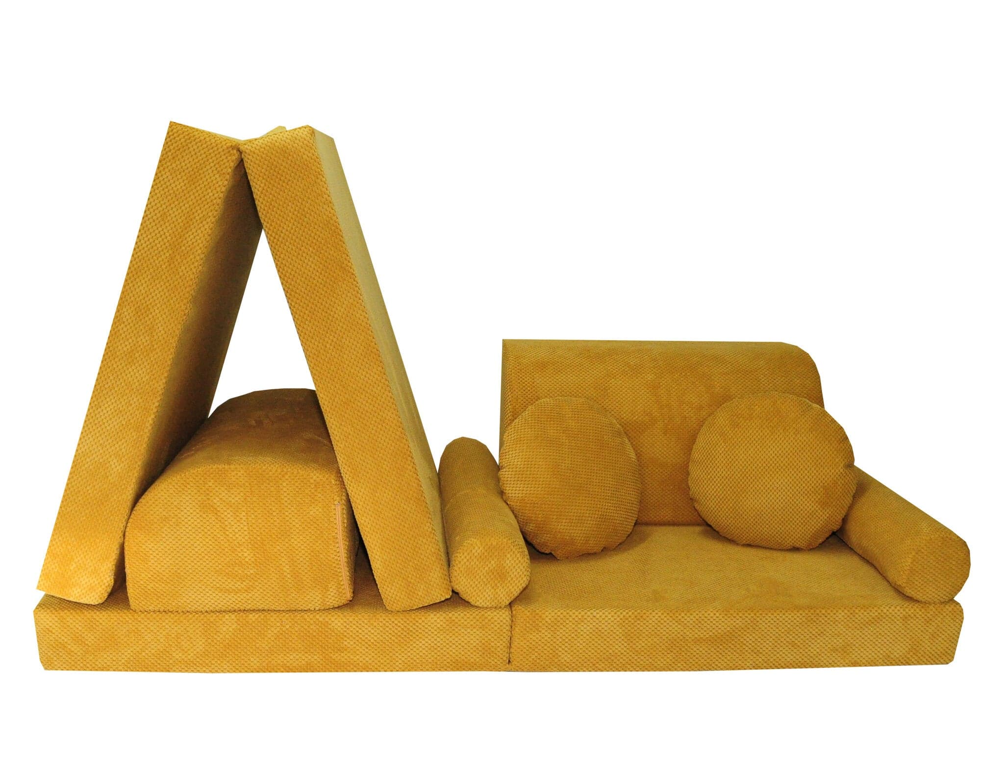 Banco infantil modular tecido malha amarelo mel