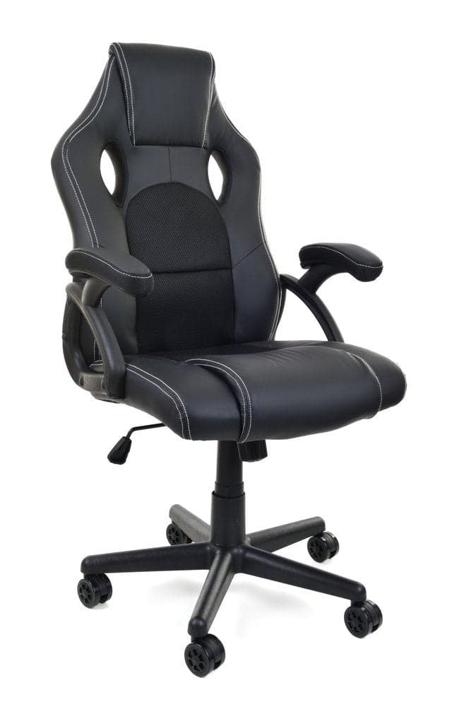 Cadeira gaming em pele sintética preta