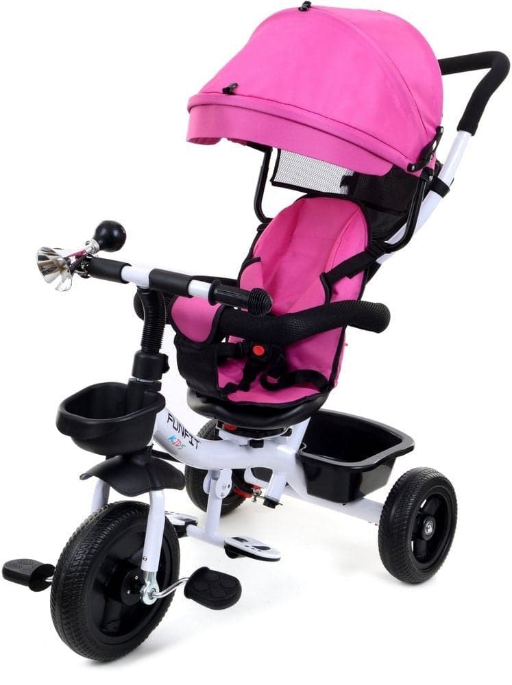 Triciclo com pega e capota solar rosa