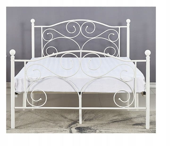 Cama metálica 120 x 200 cm branca decorativa