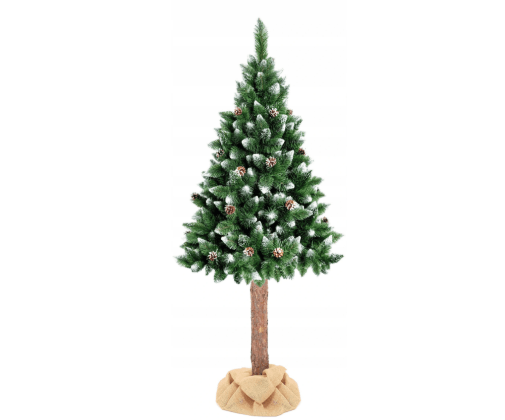 Árvore de Natal artificial 220 cm com neve e tronco