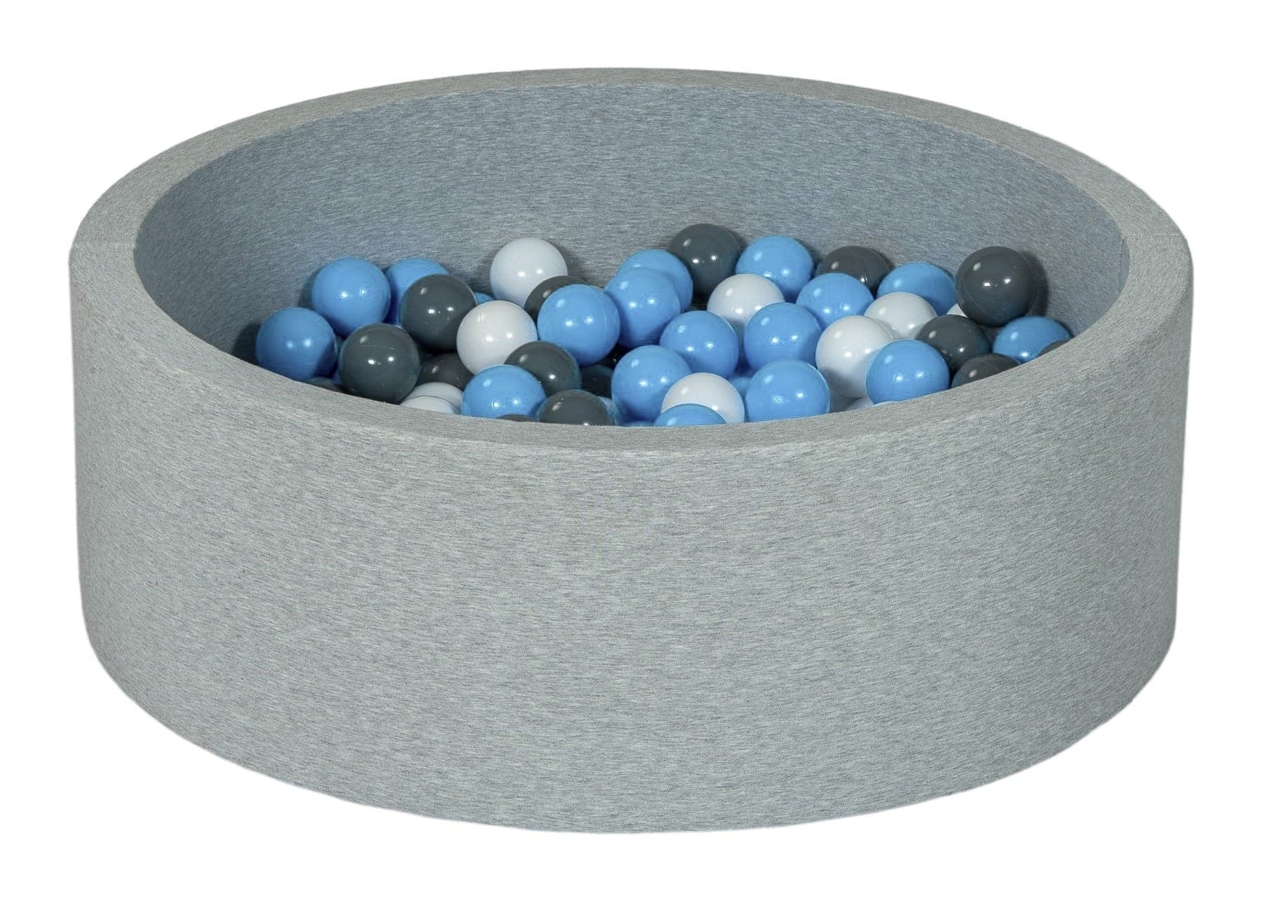 Piscina de bolas redonda 90 x 30 cm com 150 bolas branco, azul bebé e cinzento