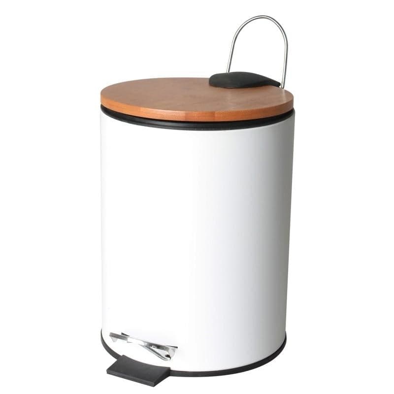 Balde lixo pedal casa de banho 3 L branco bambu