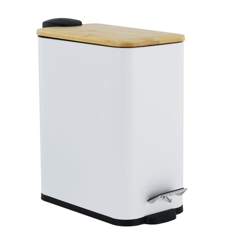 Balde com pedal 5 L em bambu branco