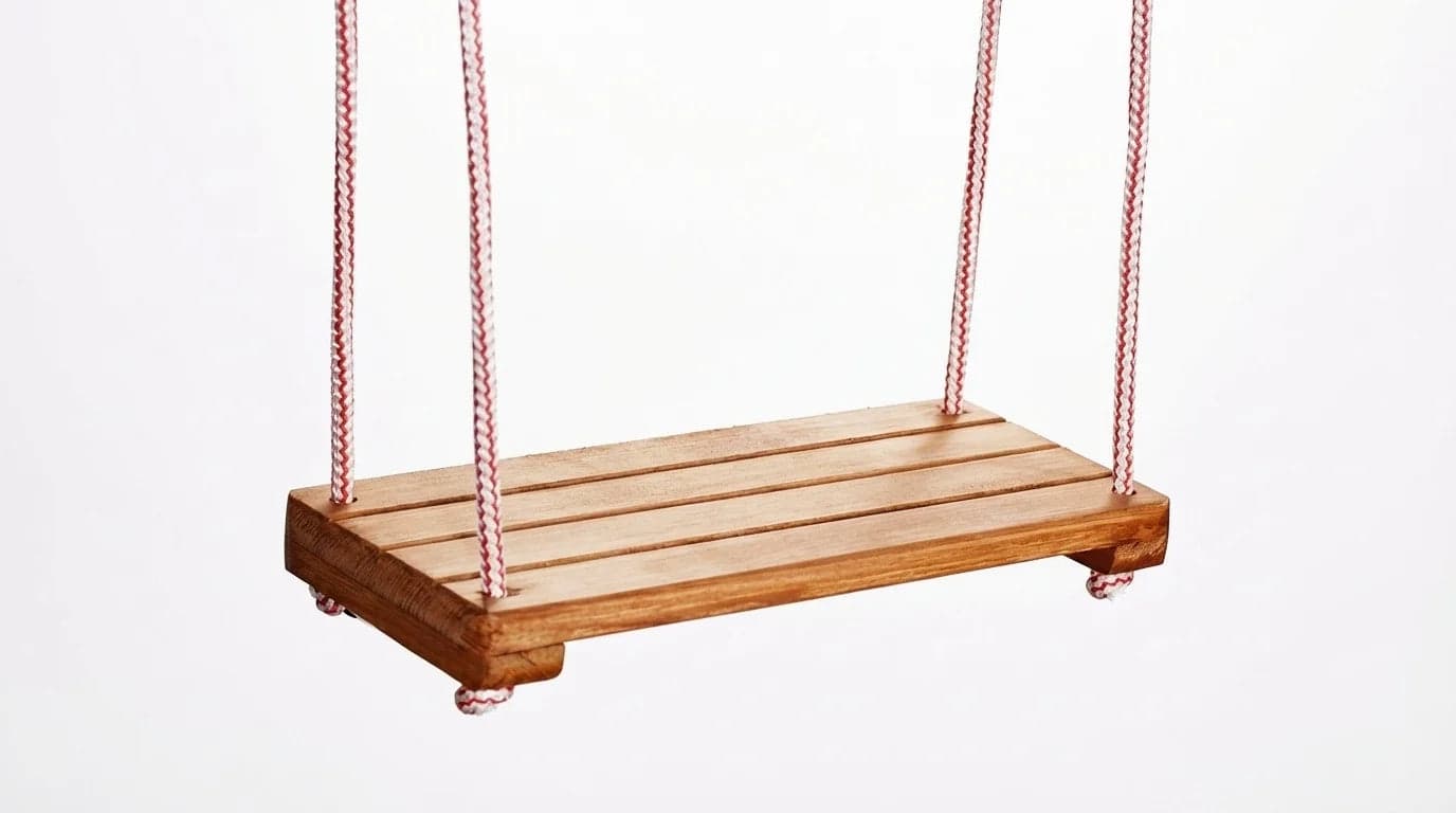 Baloiço madeira 42x18 cm envernizado vermelho branco