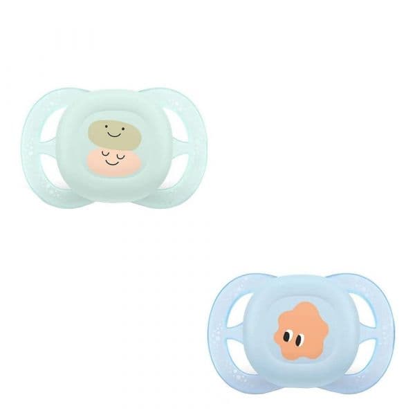 Philips Avent 2 Chupetas Tetina Simétrica Silicone Ultra Start Deco Verde/azul 0-2M