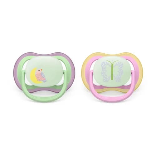 Philips Avent 2 Chupetas Eco UltAir Night 6-18M Rosa