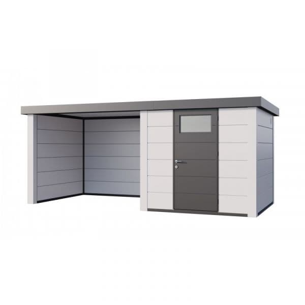 Telluria Abrigo de Jardim Metálico NH4 com Apoio à Esquerda Branco / Branco (238 x 238) + (284 x 238) Aço Galvanizado
