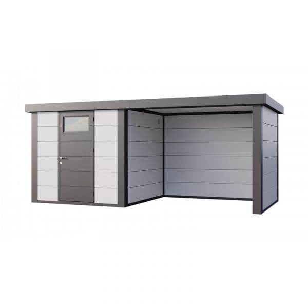 Telluria Abrigo de Jardim Metálico NH4 com Apoio à Direita Branco (238 x 238) + (284 x 238) Aço Galvanizado